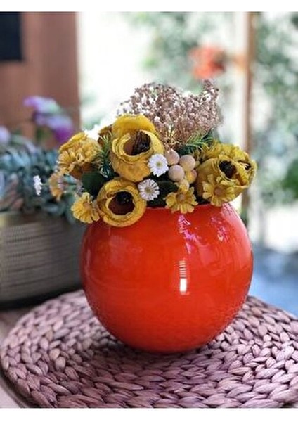 Paşabahçe Dekoratif Altın Yaldızlı Turuncu Fanus Cam Vazo modelleri