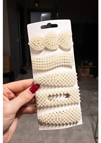 Kadın 5'li Inci Model Yan Çıt Çıt Toka Seti