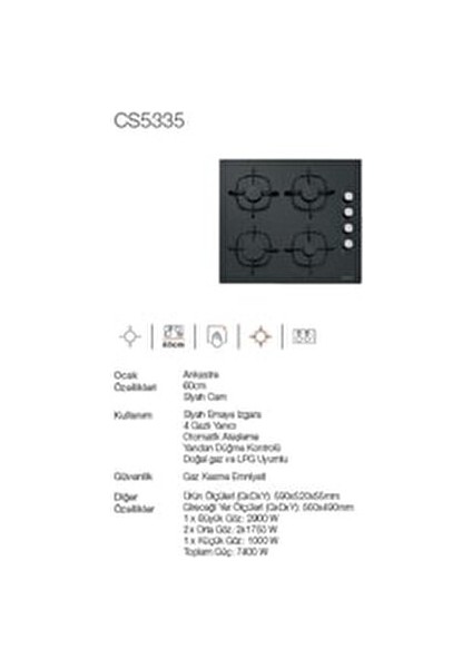 3'lü Siyah Cam Ankastre Set (3481 Flam 60 SIYAH+CS5335B02+BO65E1B01) modelleri