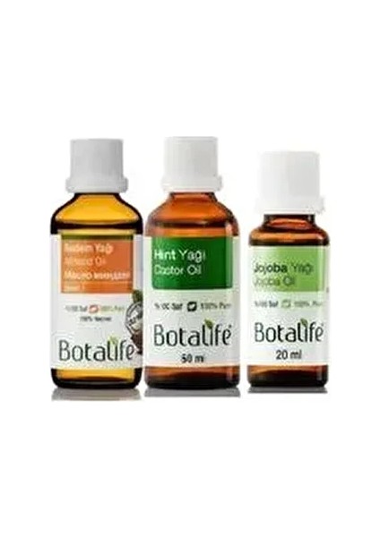Badem Yağı Hint Yağı Jojoba Yağı 3 Lü Set %100 Saf
