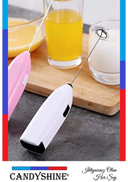 Mini Karıştırıcı Süt Köpürtücü El Mikseri Pilli Çırpıcı Blender