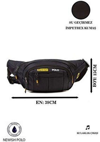 Siyah Kumaş USB Kulaklık Çıkışlı Crossbody Çapraz Göğüs Omuz ve Bel Çantası fiyatları