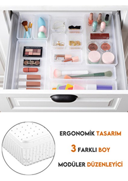 7'li Modüler Çekmece Içi Düzenleyici, Banyo Makyaj ve Takı Düzenleyici - Ofis Masaüstü Organizer fırsatları