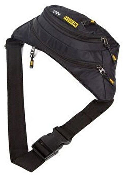 Siyah Kumaş USB Kulaklık Çıkışlı Crossbody Çapraz Göğüs Omuz ve Bel Çantası