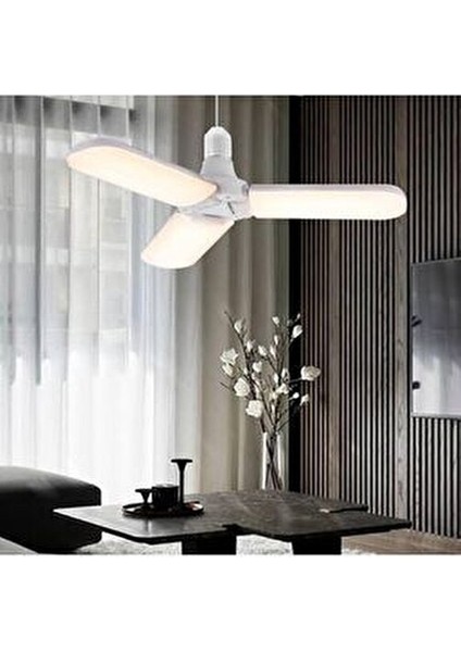 Vov Pervane Şeklinde Katlanabilir Ayarlanabilir Beyaz LED Ampul E-27 Duy 45 Wat Pervane Ampulo