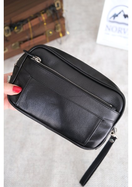 Şifreli Hakiki Deri El Çantası Tutamaçlı Çok Bölmeli