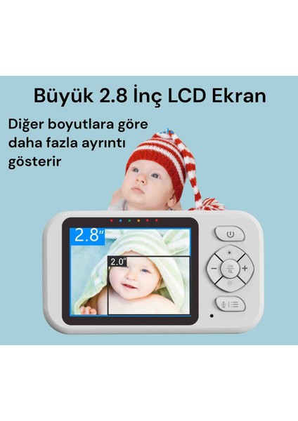 2.8 Inç. LCD Ekran Monitörlü Bebek Izleme Kamerası