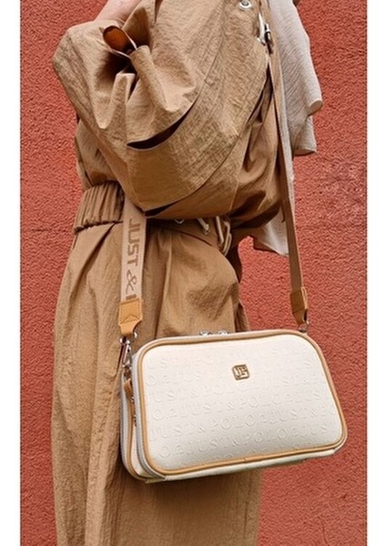 Justpolo Kadın Taş Rengi 5 Bölmeli Ayarlanabilir Omuz ve Çapraz Çantası Postacı Çantası fiyatları