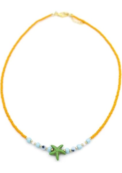 Boncuk Deniz Yıldzı Kolye - Turuncu fiyatları