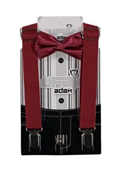 Erkek Çocuk Bordo Papyon Askı Takımı Dokuma Kumaşla Şık Tasarım