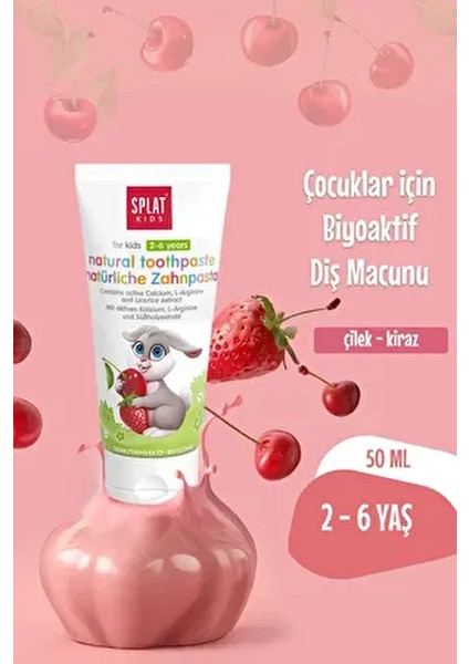 Çilek & Vişne Florürsüz Doğal Çocuk Diş Macunu 50 ml