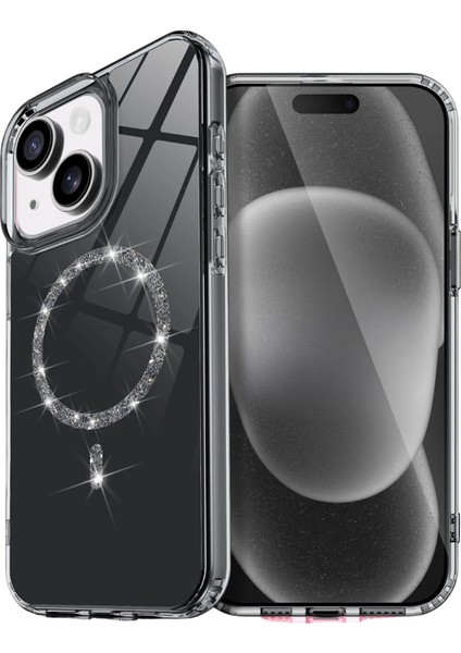 Apple Iphone 14 Live Diamond Magsafe Kapak - Siyah Dsdrn