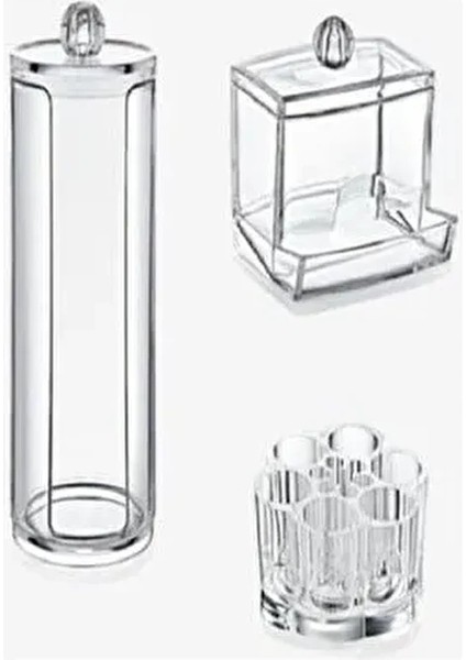 Akrilik 3'lü Makyaj Organizer Set Şık Tasarım
