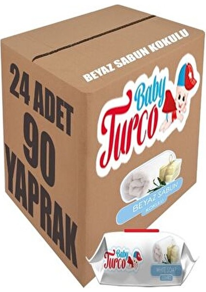 Turco Baby Islak Havlu 90'lı Beyaz Sabun X24 Adet