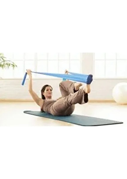 Pilates Jimnastik Bantı Egzersiz Direnç Yoga Lastiği Mavi Renkli Dayanıklı Malzeme