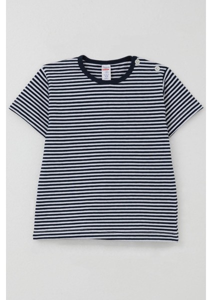 Erkek Çocuk Tişört Patlı Çizgili 1-4 Yaş, Lacivert