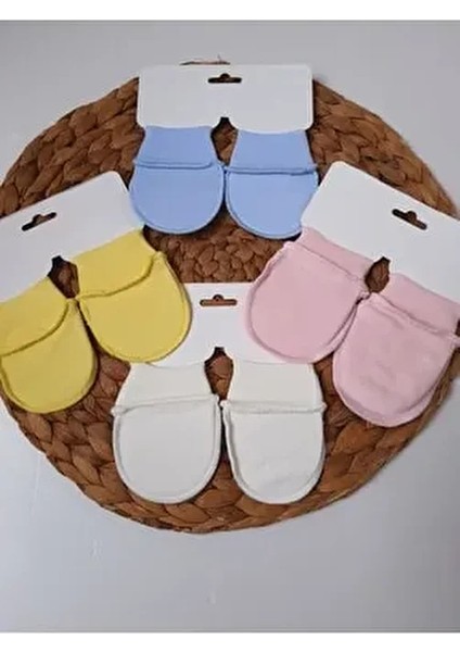 Yenidoğan Bebek Eldiveni Pembe %100 Pamuk 0-6 Ay 4 Çift Sezonluk Kullanım