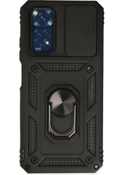 Xiaomi Redmi Note 11 Kılıf Pars Lens Yüzüklü Silikon - Siyah Dsdrn