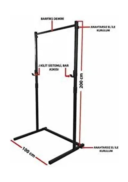 Bench Squat Barfiks Istasyonu 40X40 Profil 3m Bağlantı Noktalı