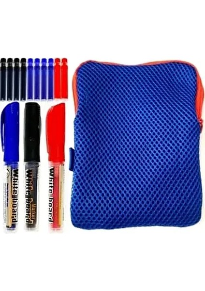 3'lü Tüplü Byb Kartuşlu Tahta Kalemi 4 Mavi 4 Siyah 2 Kırmızı Kartuş 1 Mavi Kalemlik