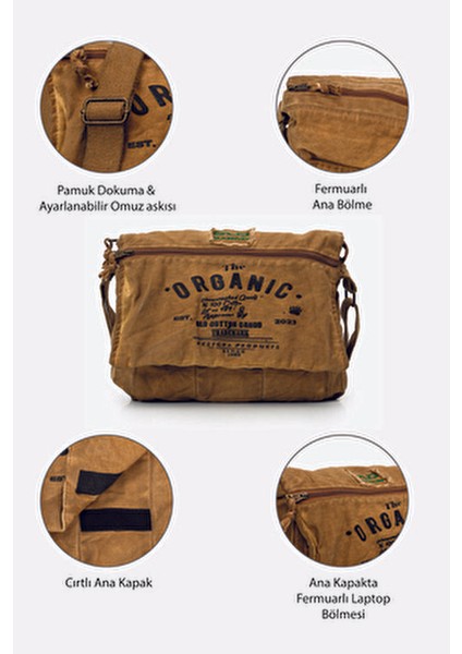 Salaş Omuz Çantası Pamuk Postacı Laptop Okul Seyahat Günlük Vintage Retro - Mulater Bag 8128 modelleri