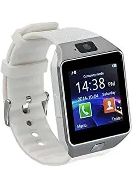 Dz-09 Bluetooth Sd Kart ve Sim Kartlı Destekli Türkçe Menü Kamerali Akıllı Saat-Beyaz