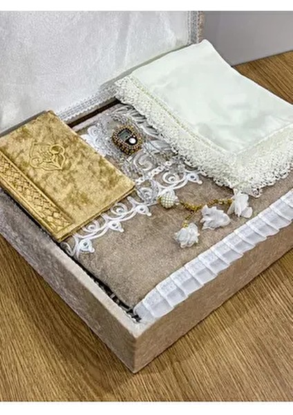 6 Parça Kadife Seccade Takımı Çeyizlik Bohça Sandıklı Gelin Damat Seti