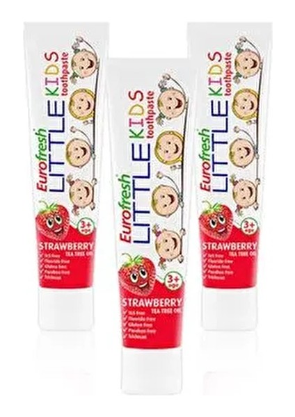 Eurofresh Little Kids 3 Yaş Üzeri Çilek Aromalı Diş Macunu 50GR x 3 Adet
