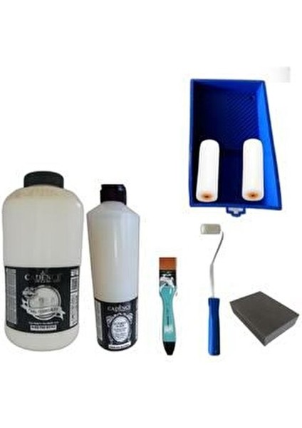 Boyama Seti Mutfak Dolapları İçin Pak Beyaz Parlak Vernik 1 Litre Kolay Uygulama