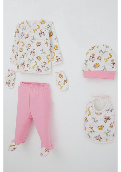 Kız Bebek Hastane Çıkışı 5 Li Safari Macerası Sevimli Hayvancıklar Desenli 0-3 Ay, Beyaz fiyatları