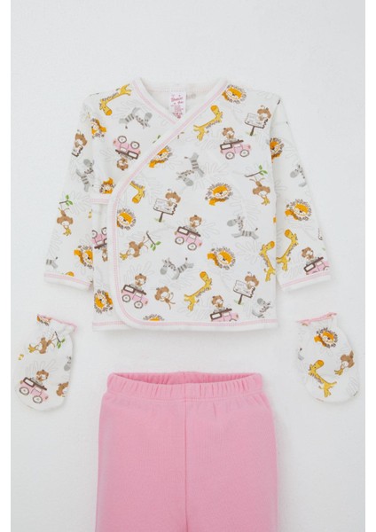 Kız Bebek Hastane Çıkışı 5 Li Safari Macerası Sevimli Hayvancıklar Desenli 0-3 Ay, Beyaz modelleri