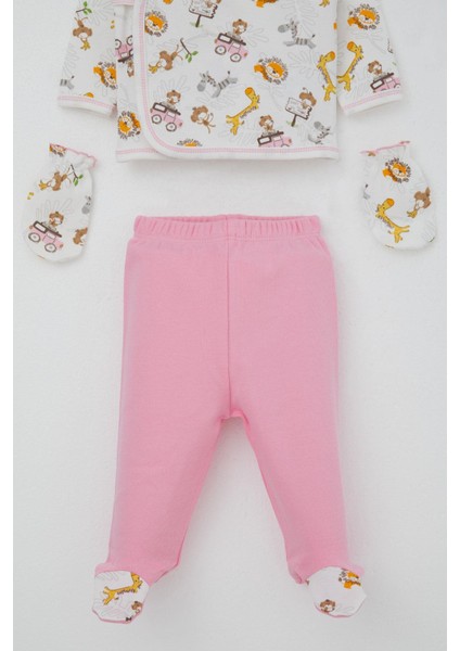 Kız Bebek Hastane Çıkışı 5 Li Safari Macerası Sevimli Hayvancıklar Desenli 0-3 Ay, Beyaz fırsatları