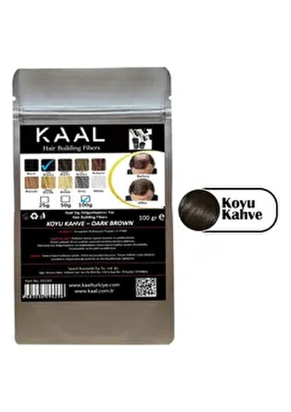 Kaal Toppik 100 gr Koyu Kahve ( Dark Brown ) Amonyaksız Saç Tozu Keratin İçerikli Geçici Etki