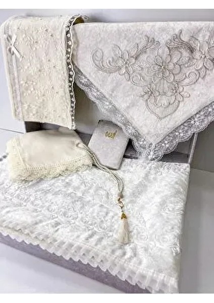 6 Parça Kadife Seccade Takımı Çeyizlik Bohça Kutulu Gelin Damat Seti