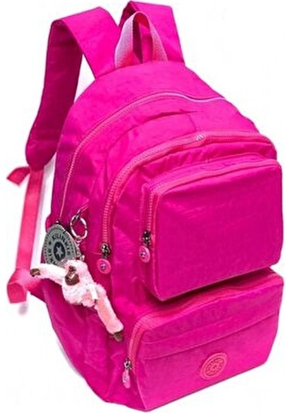Çok Gözlü Suya Dayanıklı Fuşya Renk Tekstil Okul Çantası Ergonomik Tasarım