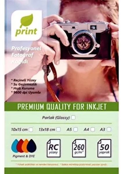 Epson L3151 Fotoğraf Kağıdı Premium Parlak 260 gr 13X18 50 Yp