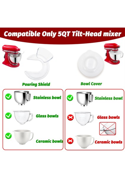 Kitchenaid 4.5-5 Quart Paslanmaz Çelik Kase, Stand Mikser Kase Kapakları Için Kalkan ve Mikser Kase Kapakları (Yurt Dışından) fırsatları