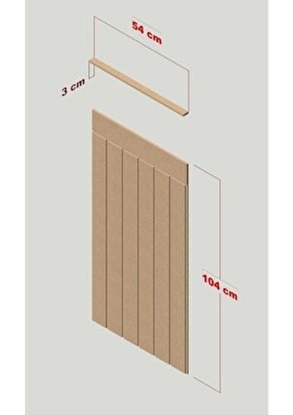 Dekoratif, Duvar Çıtası, Ahşap Duvar Paneli, Boyanabilir, Ham, Mdf, 54X102 (1 Adet)
