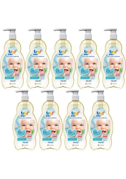 Bebek Saç ve Vücut Şampuanı 700ML Klasik (Pompalı) (9 Lu Set)