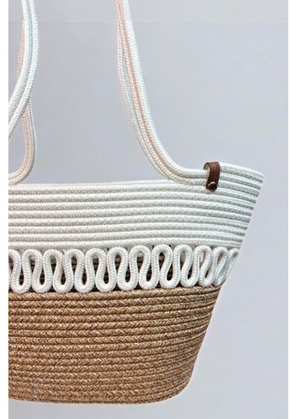 Kadın Omuz Çantası Jüt Materyal %100 El Yapımı Şık Plaj Tekstil Koleksiyonu fiyatları