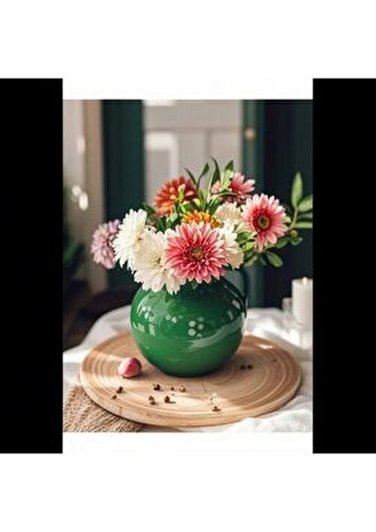 Dekoratif Altın Yaldızlı Yeşil Gold Yeşil Fanus Cam Vazo fırsatları