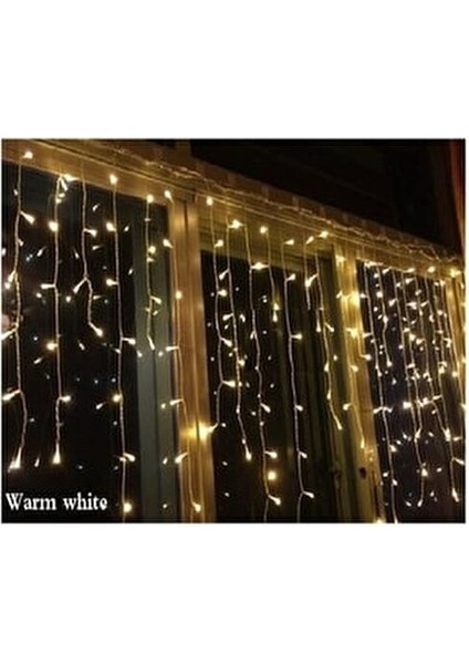 Dekoratif Saçak LED 4 Metre 16 Saçaklı Işık Ip Perde Sarkıt Yılbaşı Süs Işık Fişli fırsatları