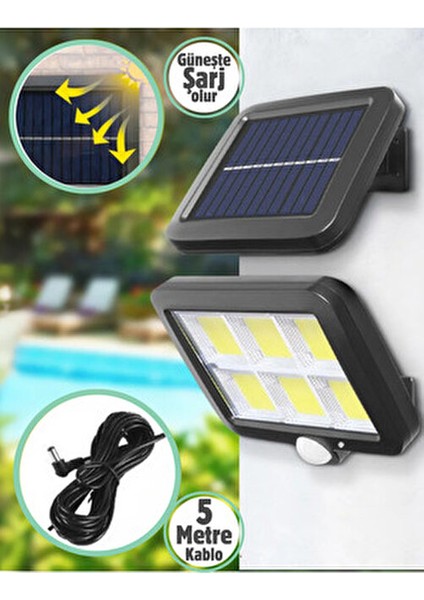 2 Adet 120 Cob LED Solar Panel Güneş Enerjili 3 Mod Duvar Lambası Bahçe modelleri