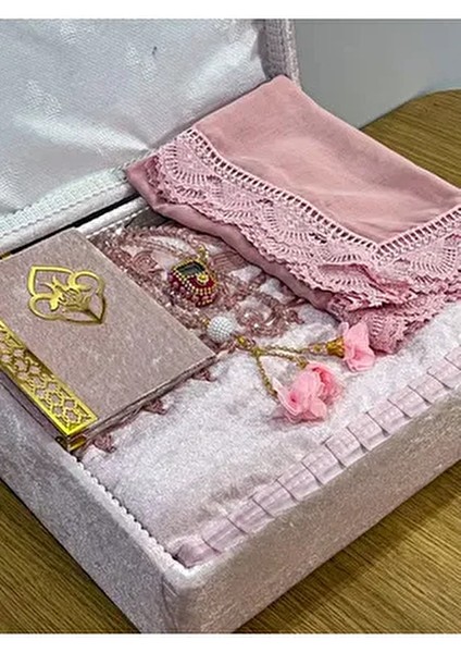 6 Parça Kadife Seccade Takımı Çeyizlik Bohça Sandıklı Gelin Damat Seti