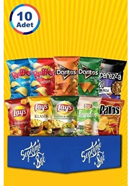 10 Parça Karma Karışık Cips Paketi( Süpriz Hediyeli ) Versiyon 1 Karma Cips