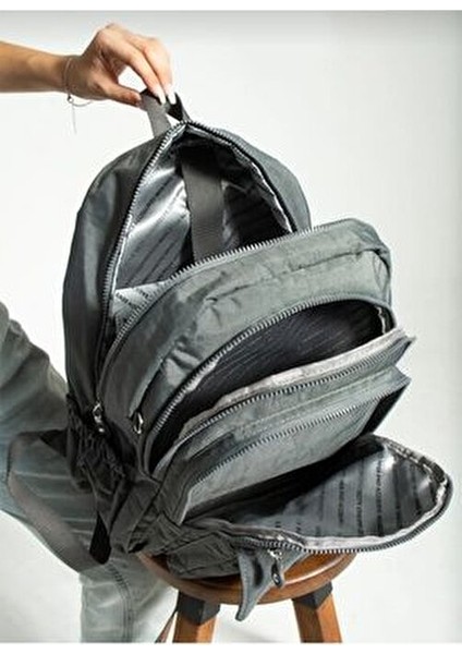 Okul Çantası Mega Büyük Boy Gri Çok Bölmeli Sırt Çantası modelleri