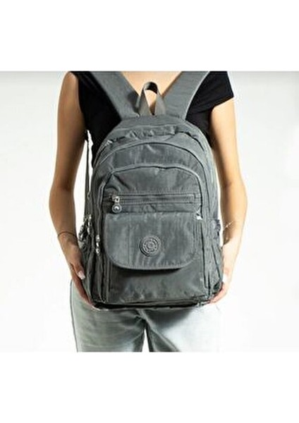 Okul Çantası Mega Büyük Boy Gri Çok Bölmeli Sırt Çantası fırsatları