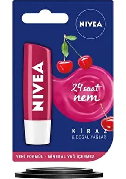 Kiraz Dudak Bakım Kremi 4,8gr,24 Saat Nem,dudak Bakımı,kiraz Kokusu, Hafif Kırmızı Işıltı