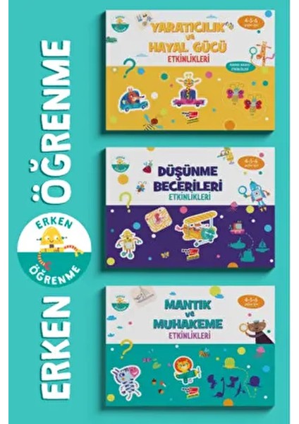 4-5-6 Yaş Okul Öncesi Evde Etkinlik 3 Lü Seti Normal Boy Renkli