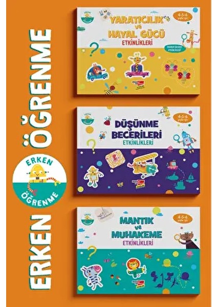 4-5-6 Yaş Okul Öncesi Evde Etkinlik 3 Lü Seti Normal Boy Renkli fiyatları